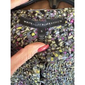 WHBM Pointillism Blouson Dress Long Sleeves S Metallic